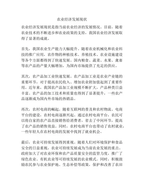 农业经济发展现状