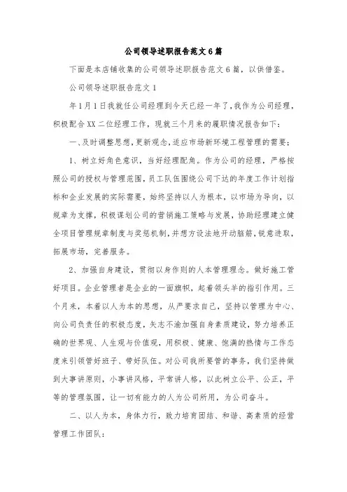 公司领导述职报告范文6篇