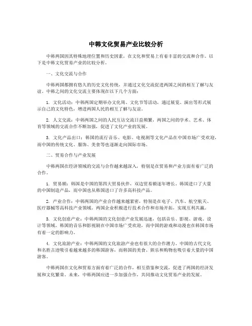 中韩文化贸易产业比较分析