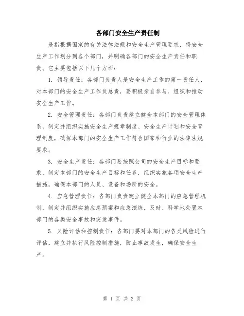 各部门安全生产责任制