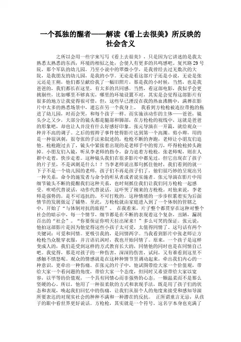 一个孤独的醒者——解读《看上去很美》所反映的社会含义