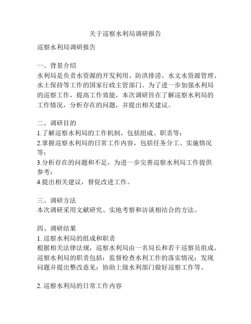 关于巡察水利局调研报告