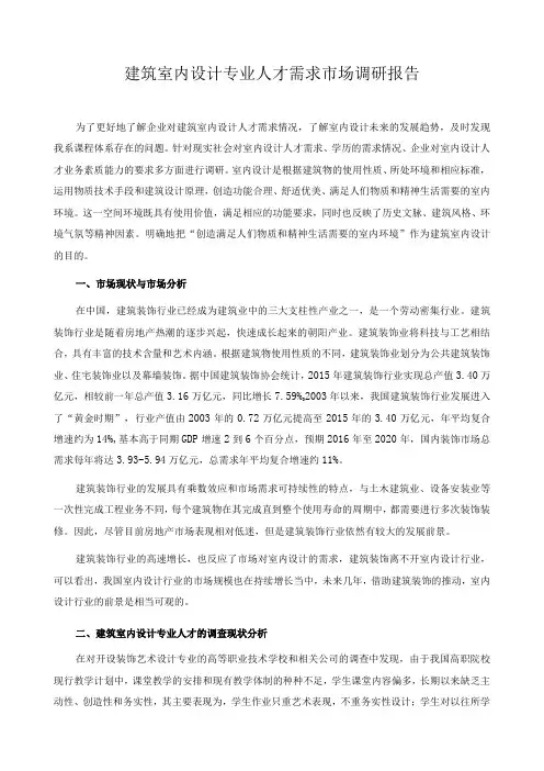 建筑室内设计专业人才需求市场调研报告