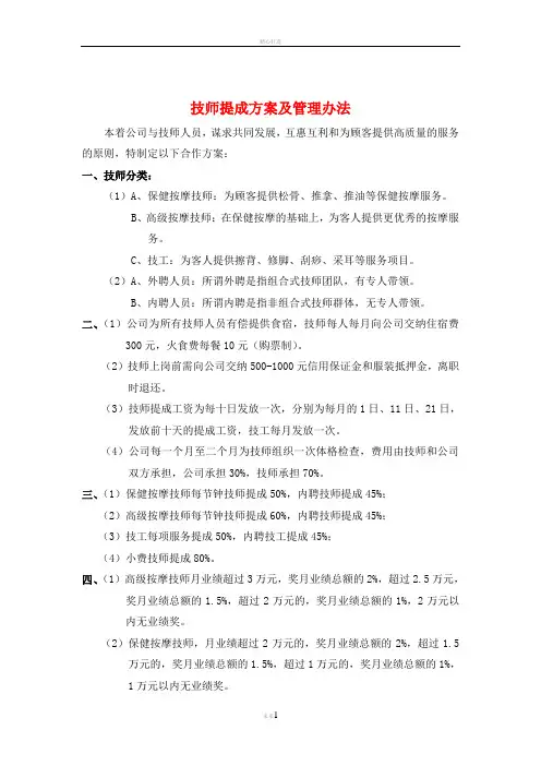 酒店按摩部员工日常管理制度
