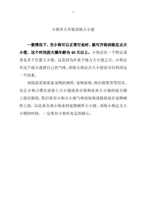 小狗多大开始训练大小便