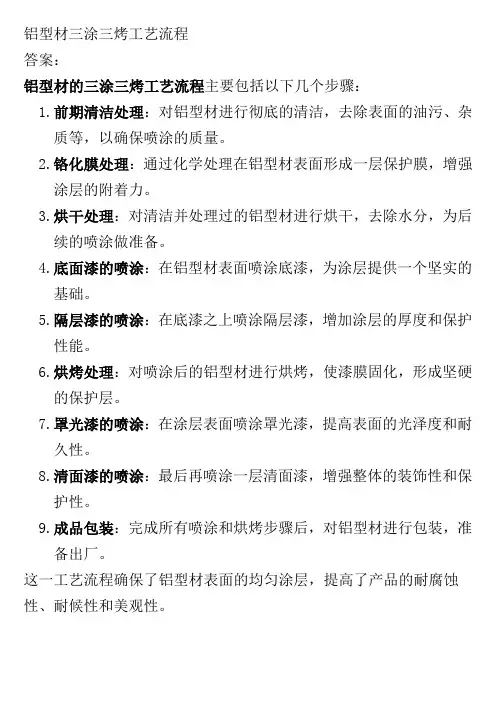 铝型材三涂三烤工艺流程