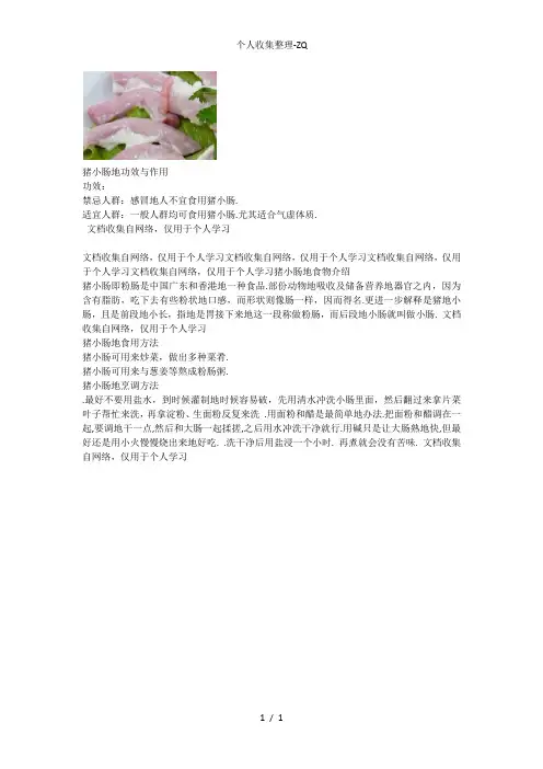 猪小肠的功效与作用