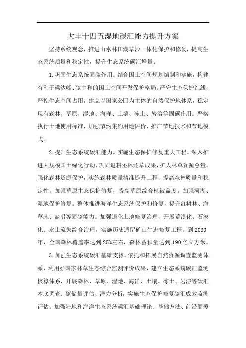 大丰十四五湿地碳汇能力提升方案