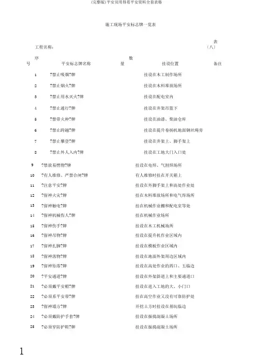 (完整版)安全员用得着安全资料全套表格