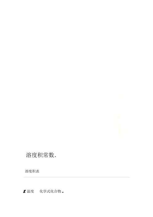 溶度积常数