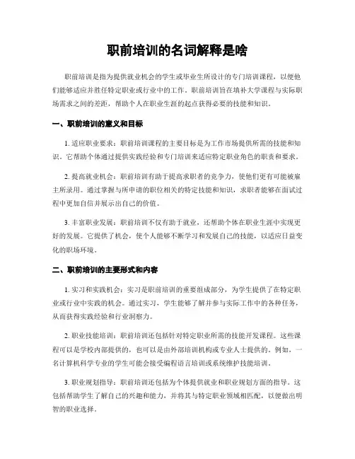 职前培训的名词解释是啥