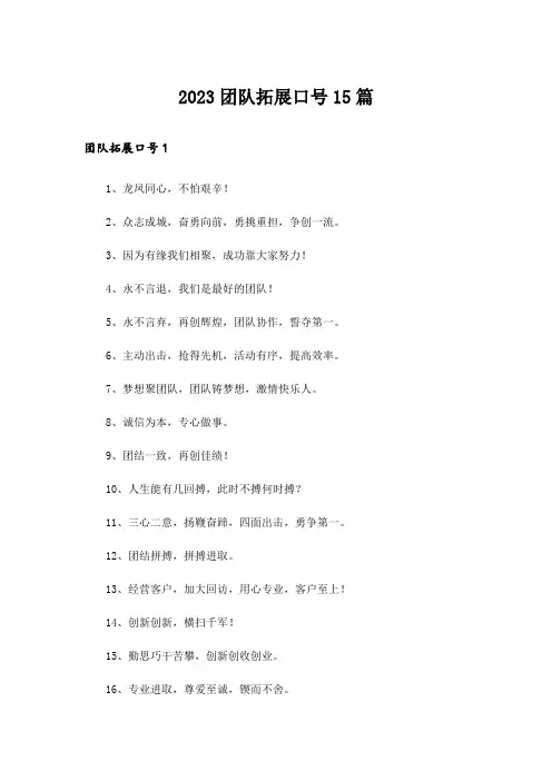 2023团队拓展口号15篇