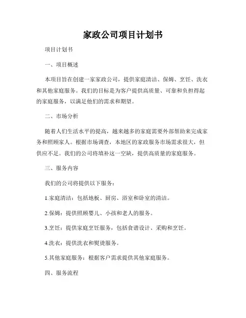 家政公司项目计划书