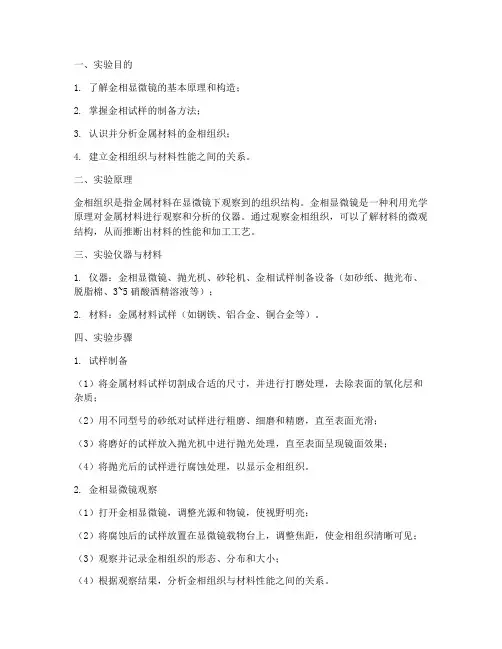 金相组织观察实验报告