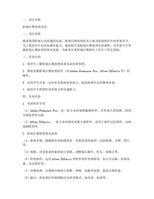影视后期处理实训报告