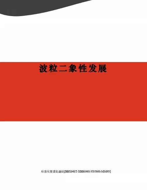 波粒二象性发展完整版