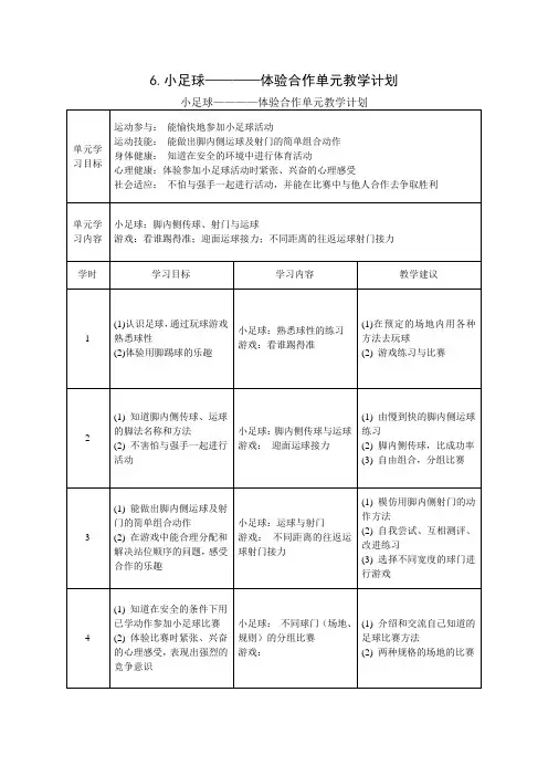 单元教学计划6--小足球