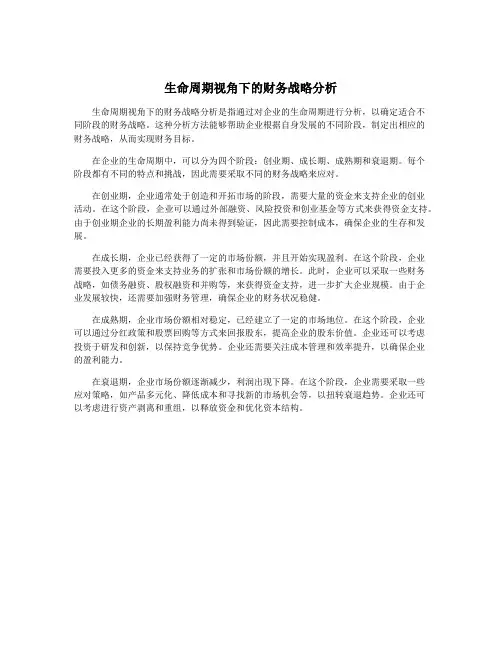 生命周期视角下的财务战略分析