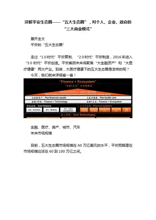 详解平安生态圈——“五大生态圈”，对个人、企业、政府的“三大商业模式”