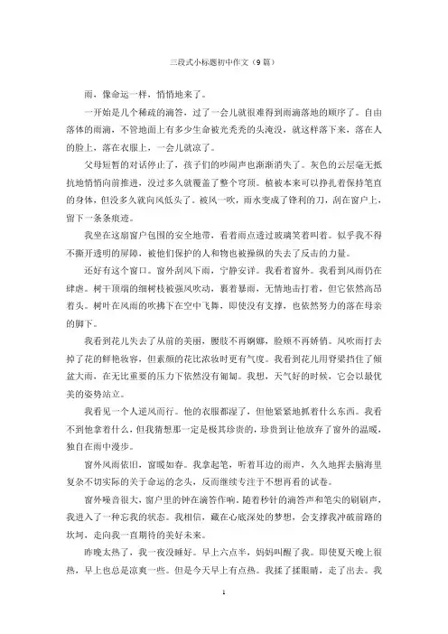 三段式小标题初中作文(9篇)