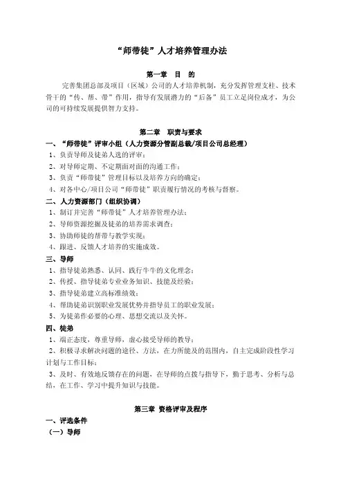 “师带徒”人才培养管理办法