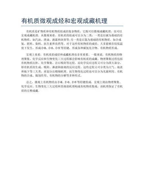 有机质微观成烃和宏观成藏机理