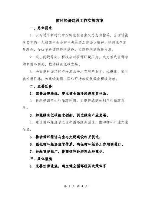 循环经济建设工作实施方案