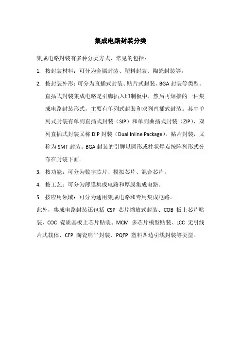 集成电路封装分类