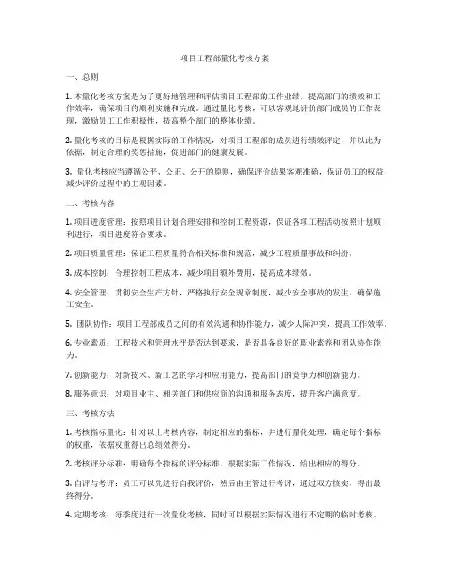 项目工程部量化考核方案