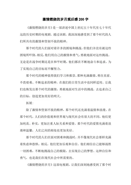 激情燃烧的岁月观后感200字