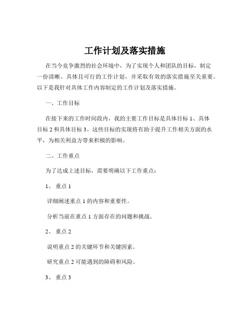 工作计划及落实措施