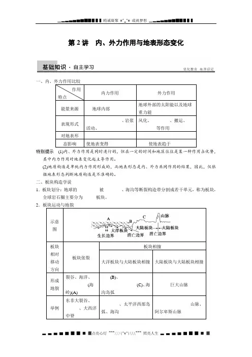 高考地理一轮复习：《内、外力作用与地表形态变化》教案 鲁教版