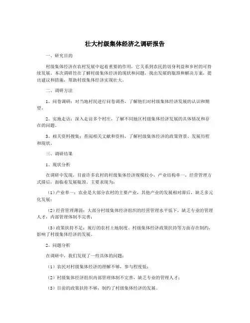 壮大村级集体经济之调研报告