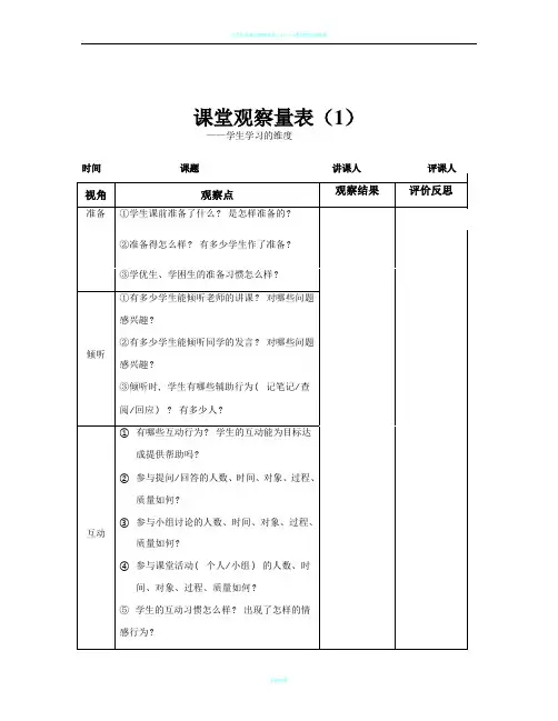 课堂观察量表