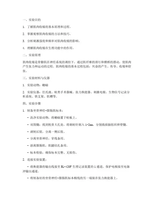 机能实验报告_肌肉收缩