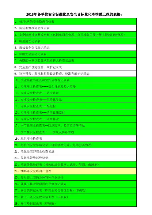 安全标准化月度、年度考核表考核表
