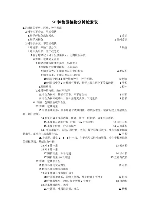 50种园林植物分种检索表