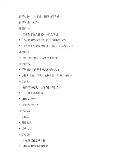 入门解剖课程教案模板范文