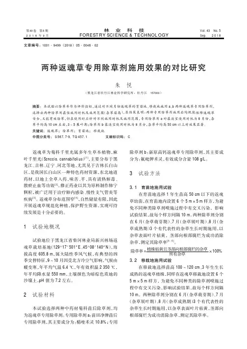 两种返魂草专用除草剂施用效果的对比研究