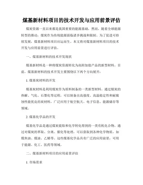 煤基新材料项目的技术开发与应用前景评估