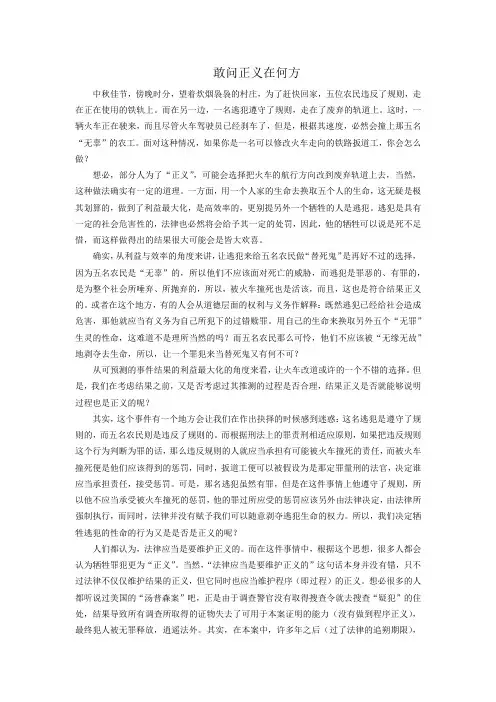 程序正义与结果正义(扳道工故事的读后感)