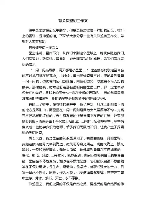 有关仰望初三作文