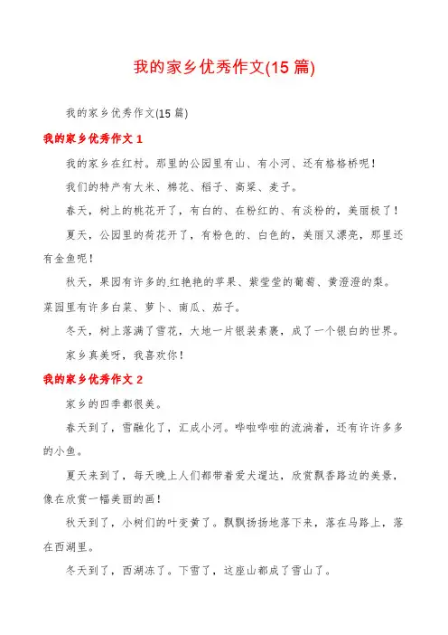 我的家乡优秀作文(15篇)