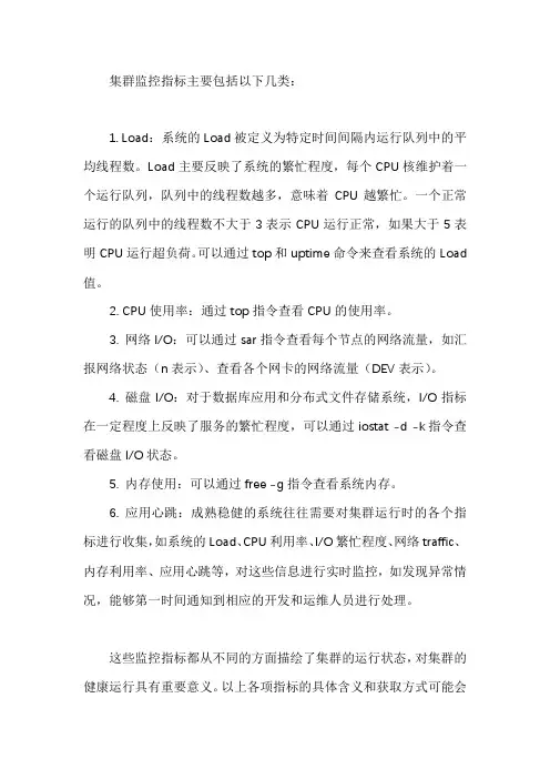 集群监控指标