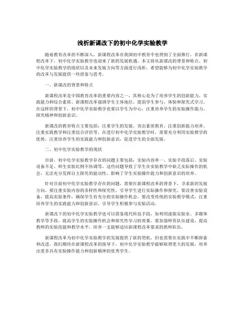 浅析新课改下的初中化学实验教学