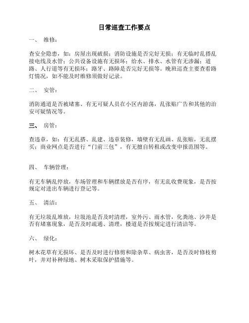 日常巡查工作要点