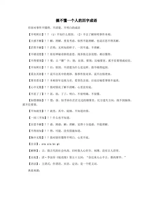 搞不懂一个人的四字成语