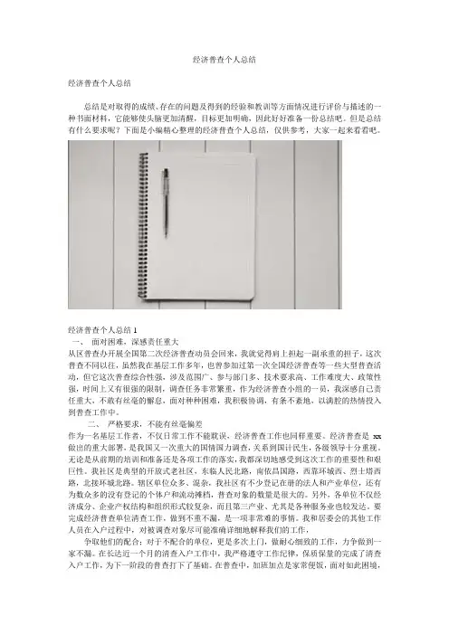 经济普查个人总结