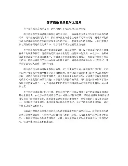 体育高效课堂教学之我见