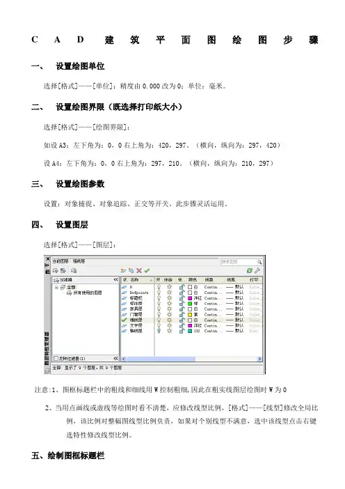 建筑平面图绘图步骤